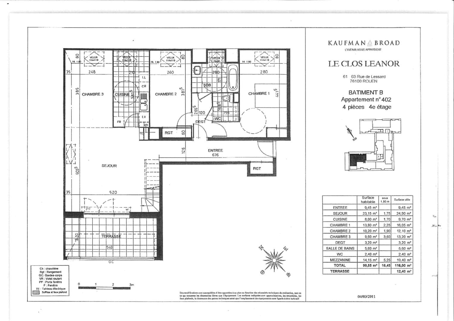T3 duplex - 4 pièces - 100 m²